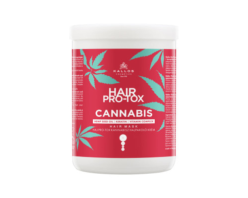 Крем маска  для обертывания волос Kallos hair pro-Tox cannabis с маслом семян конопли, кератином и витаминным комплексом